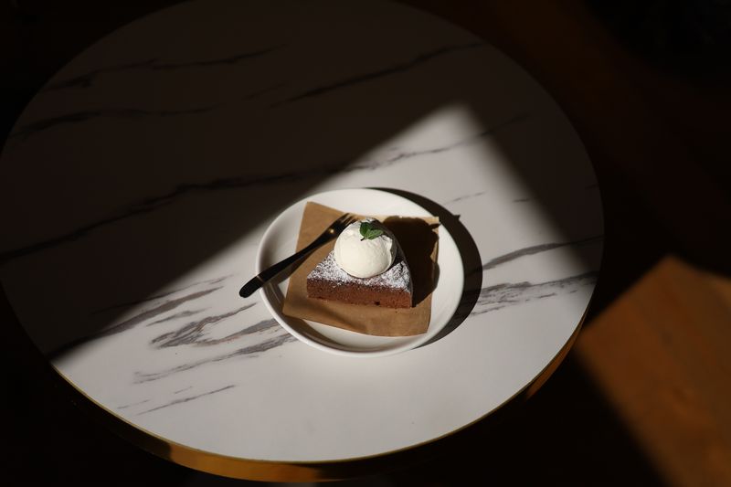 Warm chocolate lava cake with vanilla ice cream
